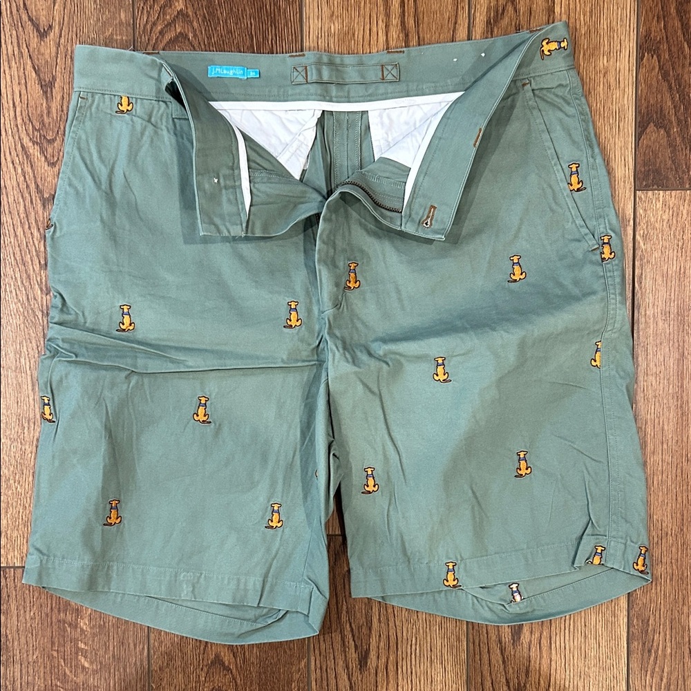 Stylish Green Shorts with Orange Embroidery